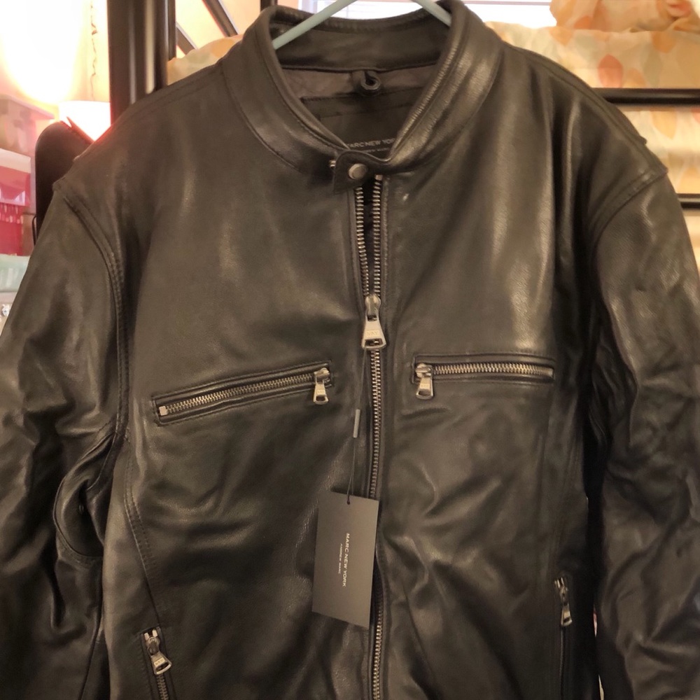 Andrew Marc Men’s Quilted Moto Leather Jacket